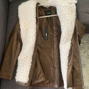 Fashion Nova Brown Teddy Jacket with Cream Lining